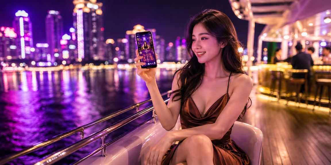 Người dùng Nha Trang xem voucher casino trên điện thoại tại quán cà phê